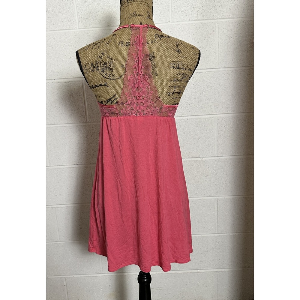 VTG Victoria's Secret Lingerie Small Pink Lace Halter Babydoll Slip Y2K Coquette - Picture 2 of 14